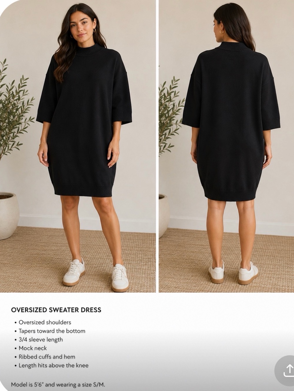 COS Black Oversized Midi Sweater Dress